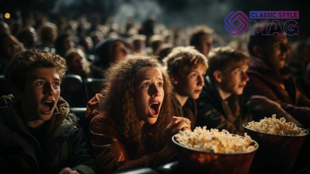 A group of friends cheering while enjoying OMGFlix Live