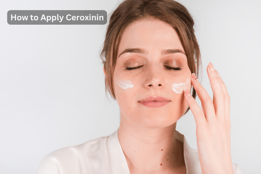 Step-by-step illustration of "How to Apply Ceroxinin" showcasing the application process of ceramide