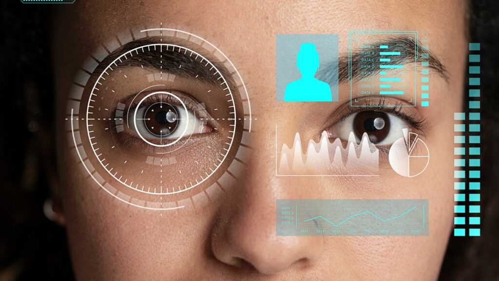 A picture showcasing facial recognition tech and the secrets of modern surveillance