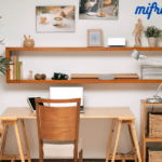 A stylish and modern home office with a well-organized Mifroom design, featuring ergonomic furniture, ample lighting, and a clutter-free workspace for productivity.