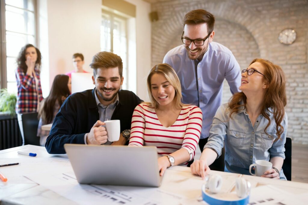 Business owners working in the office