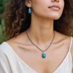 Lady wearing Kyanite Jewelry