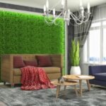 Living Room with Artificial Grass Wall